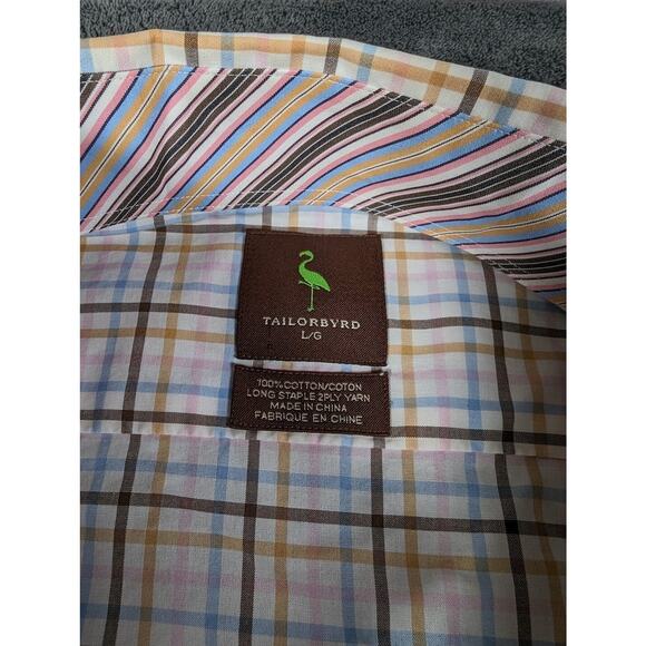 Tailorbyrd Men's Flip Cuff Long Sleeve Striped dress shirt Multi color Size L - Picture 3 of 10